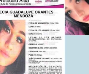 Grecia Guadalupe Orantes Mendoza fue localizada con vida en el estado de Chiapas, México, tras haber sido reportada como desaparecida el pasado 12 de abril, informaron autoridades de la Fiscalía General del Estado (FGE).