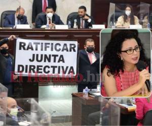 Ligia Ramos, diputada del Partido Salvador de Honduras (PSH), cuestionó la solicitud del Partido Nacional, para ratificar a la junta directiva, durante la sesión del Congreso Nacional .