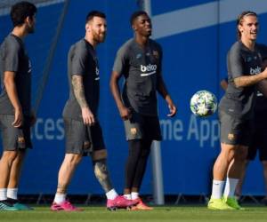 Griezmann entrenó este martes junto a Leo antes de su duelo de Champions. (AFP)