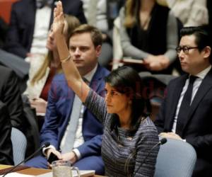 Nikki Haley, embajadora de Estados Unidos ante la Organización de las Naciones Unidas. Foto: Agencia AP.
