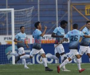 Celebración del segundo gol del Real de Minas ante Motagua en el estadio Nacional de Tegucigalpa. Foto: Johny Magallanes / El Heraldo