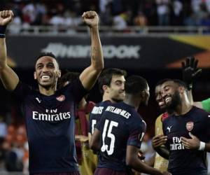 Un triplete de Pierre-Emerick Aubameyang bastó para que el Arsenal se clasificara a la final de la Europa League. Foto:AFP