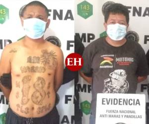 Los detenidos son Jorge Nahún Zepeda (34), alias “Tezón” de la Pandilla 18, y Elver Adalid Urrutia (39), alias “May”.