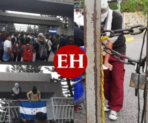 La mañana de este jueves amanecieron tomados por encapuchados los edificios de Ciudad Universitaria y la Facultad de Medicina. Varios estudiantes se aglomeraron en los portones y exigieron que se reanuden las clases en la recta final del período. Fotos Estalin Irías| EL HERALDO