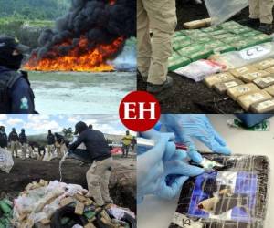 Las autoridades hondureñas incineraron este viernes más de 3,3 toneladas de cocaína, incautadas a carteles a lo largo de 2021 en distintos operativos desplegados en varias zonas del país. Foto: Marvin Salgado/EL HERALDO.