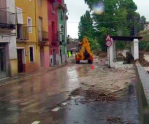 Calles inundadas en Ontiyente, España, 12 de septiembre de 2019. Las tormentas han cobrado seis víctimas fatales en el sureste de España, informaron las autoridades el sábado 14 de septiembre de 2019. Foto:AP.