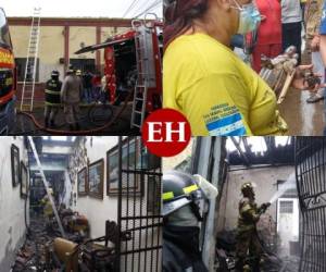 Un incendio, que se reportó la mañana de este martes, destruyó parte de un inmueble que se ubica en el barrio La Plazuela, exactamente en la avenida de Cervantes de Tegucigalpa, ciudad capital de Honduras. Foto: Estalin Irías/EL HERALDO.