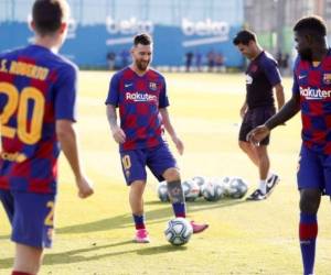 Así lució Leo Messi en su regreso a los entrenamientos con el FC Barcelona. (Foto: EFE)