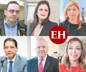 Estos son los candidatos más fuertes: Kelvin Aguirre (Partido Nacional), Rixi Moncada (Libre) y Ana Hall García (Partido Liberal) para el CNE. Mario Flores Urrutia (Partido Nacional), Eduardo Enrique Reina (Libre) y Mirin Barahona (Partido Liberal) para el TJE. Fotos: EL HERALDO.