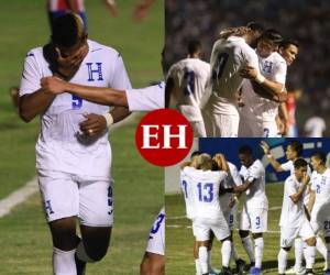 Las lágrimas rodaron por sus mejillas, El Toro mostró su lado más sensible tras mandar el balón en el fondo de la malla. Jorge Benguché anotó ante Puerto Rico en su debut con la Selección de Honduras y lo celebró con mucha euforia. (Fotos: Ronal Aceituno/ Alex Pérez / David Romero / EL HERALDO)