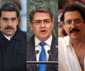 En la foto, de izquierda a derecha: Nicolás Maduro, presidente de Venezuela; Juan Orlando Hernández, gobernante de Honduras; y Manuel Zeyala, líder del partido Libre. Foto: Agencias / EL HERALDO.