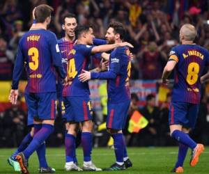 Philippe Coutinho celebrando uno de los goles del FC Barcelona. (AFP)