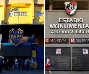 El estadio Alberto J Armando, o La Bombonera, la cancha de Boca Juniors. Y el estadio Antonio V. Liberti, o El Monumental, la casa de River Plate. Ambos a orillas del Río de la Plata, en Buenos Aires, la capital de Argentina.