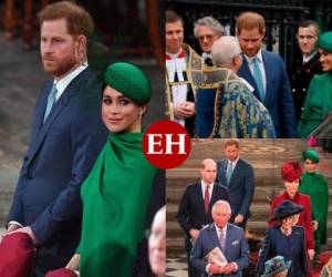 El príncipe Harry y su esposa Meghan llegaron el lunes a la Abadía de Westminster para su última aparición oficial como miembros de la realeza británica, acompañando a la reina Isabel II en un oficio religioso, antes de emprender su nueva vida. Fotos: Agencia AFP.
