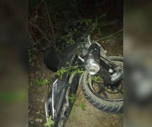 La motocicleta quedó en medio de la maleza.