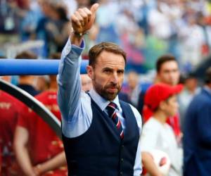 Gareth Southgate celebra la victoria de Inglaterra sobre Suecia en el Mundial de Rusia 2018. Foto: Agencia AP.