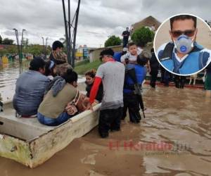 Jeffrey actuó solo para conseguir la lancha, pero estando en el Valle de Sula recibió ayuda de decenas de personas, incluso de aquellas que también habían resultado afectadas por Eta. Este hondureño se convirtió en un héroe. Fotos: Jeffrey Suazo.