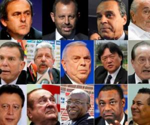 Parte de la cúpula de dirigentes de la FIFA que fueron detenidos por actos de corrupción.