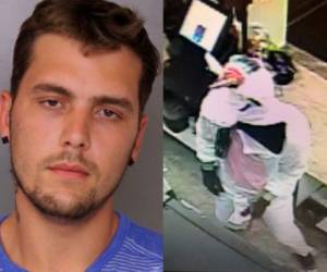 Jacob William Rogge, de 28 años, se disfrazó de unicornio blanco y rosado y rompió la caja registradora de la tienda High's Dairy. Foto AP