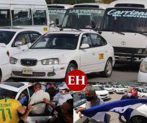 Las principales avenidas y bulevares de la capital hondureña se muestran colapsadas esta mañana de lunes luego que los transportistas realizan un paro en busca de soluciones ante la crisis generada por la pandemia. Fotos: Estalin Irías/David Romero/EL HERALDO.