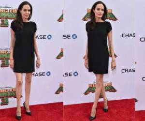 Angelina Jolie. Uno de los casos más recientes ha sido el de la guapa actriz, quien a su paso por la alfombra roja de 'Kung Fu Panda 3' impresionó a la prensa con unos brazos y piernas extremadamente delgadas en un vestido negro que incluso se le veía holgado.