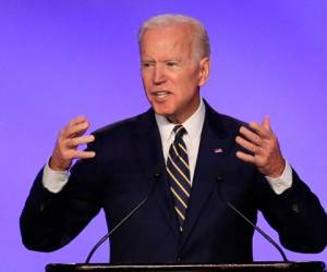 En esta imagen de archivo, tomada el 5 de abril de 2019, el exvicepresidente de Estados Unidos, Joe Biden, interviene en el IBEW Construction and Maintenance Conference en Washington.