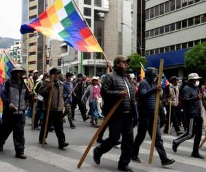 Los partidarios del ex presidente boliviano Evo Morales se manifiestan en La Paz el 14 de noviembre de 2019. Fotos: Agencia AFP.