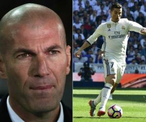 En un tono sano, Zidane dijo sentir envidia por las estadísticas de Cristiano Ronaldo, recordando que él no marcaba tanto cuando era jugador, foto: Agencia AFP.