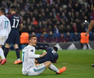 El delantero portugués del Real Madrid, Cristiano Ronaldo, reacciona durante el partido de vuelta de la Liga de Campeones de la UEFA entre el París Saint-Germain. Foto AFP