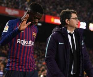 Dembélé abrió el marcador de un partido que acabó con la victoria azulgrana por 3-1. Foto / AFP