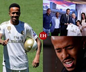 Así fue la accidentada presentación del defensa brasileño de 21 años de edad, Éder Militao, con el Real Madrid. Foto: AFP/AP.