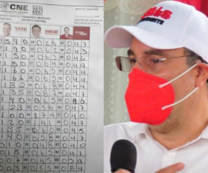 Zelaya compartió una imagen de una acta en la que señala que hay manipulación de resultados.