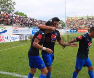 Moreira fue el encargado de darle vuelta al marcador ante Juticalpa, marcando el 3-2 al 85'- (Fotos: Ronal Aceituno / EL HERALDO)