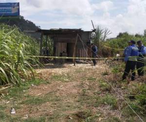 El doble homicidio ocurrió en una covacha de madera y láminas de zinc en la aldea Blanquito de Choloma, al norte de Honduras. Foto: Cortesía.