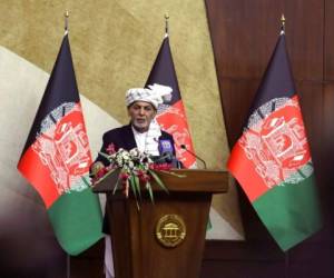 Afghan President Ashraf Ghani speaks at the extraordinary meeting of the Parliament in Kabul, Afghanistan, Monday, Aug. 2, 2021. Foto: AP