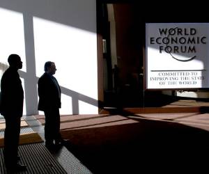 A logo of the World Economic Forum Annual Meeting 2013 is pictured on January 26, 2013 at the Swiss resort of Davos. AFP PHOTO / JOHANNES EISELE