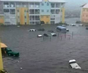 Cientos de carros quedaron sumergidos bajo el agua, debido a las intensas lluvias que azotaron por el huracán Irma. Foto: AFP