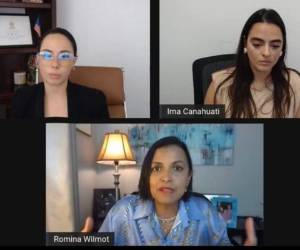 Miembros del consulado de Honduras en Boston y la activista Romina Wilmont, durante la primera jornada de socialización del portal para informar a la comunidad migrante sobre temas relacionados con su salud.