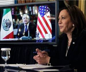 Harris conversó con López Obrador en vísperas de su primer desplazamiento internacional durante el cual visitará México y Guatemala, el 7 y 8 de junio. Foto: AFP