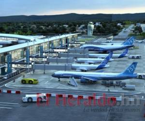 Así quedará la nueva terminal aeroportuaria de Palmerola, según los últimos diseños a los que tuvo acceso EL HERALDO. Las autoridades aseguran que será el primer aeropuerto de Honduras con siete mangas.