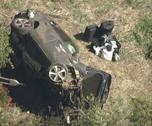 Así quedó el carro de Woods tras el accidente. Foto: Agencia AFP
