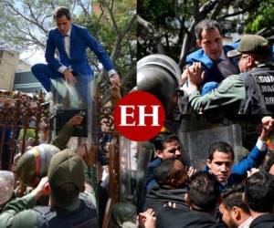 El líder opositor Juan Guaidó denunció restricciones en el acceso al Parlamento de Venezuela, donde está prevista una sesión en la que buscará ser reelegido como presidente del único poder controlado por la oposición. Fotos: Agencias AFP / AP.