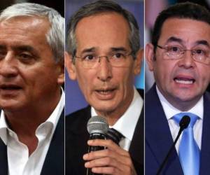 Otto Pérez Molina, Álvaro Colom (exmandatarios de Guatemala) y Jimmy Morales, actual presidente guatemalteco. (Fotos: Agencias / AP / AFP)