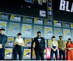 El equipo de Black Widow, Marvel, durante su presentación en el reciente Comic Con de San Diego, Estados Unidos.