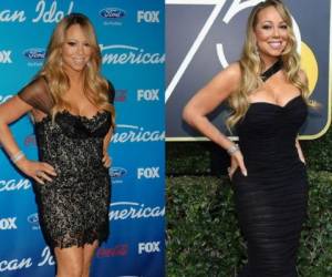 La cantante Mariah Carey antes y después. Ahora luce más delgada y con más cintura.