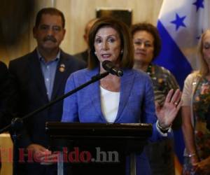 Nancy Pelosi es la presidenta de la cámara baja de Estados Unidos. El sábado concluyó en Honduras una gira por Centroamérica con una delegación de legisladores. Foto: Emilio Flores / EL HERALDO.