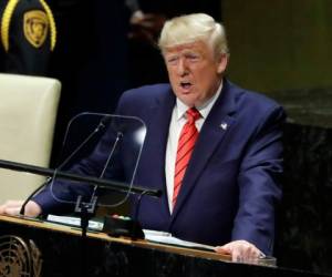 El presidente Donald Trump durante su discurso en la 74 Asamblea General de la ONU. Foto: Agencia AP.