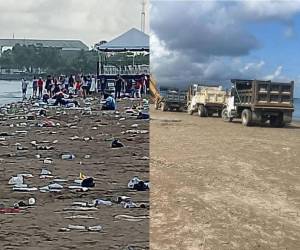 La playa de El Porvenir, en Puerto Cortés, amaneció este Domingo de Resurrección cubierta de desechos tras el cierre de la Semana Santa, una lamentable escena que requirió de la intervención de cuadrillas de la municipalidad para devolverle la belleza a la visitada playa. Aquí las imágenes.