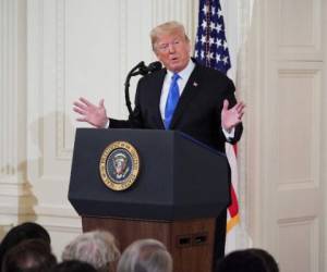 El presidente Donald Trump durante la conferencia en la Casa Blanca. (AFP)