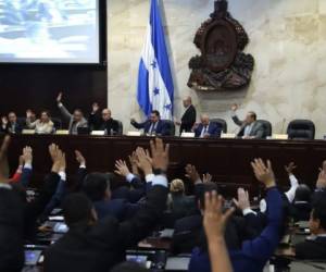 Los parlamentarios levantaron la mano y aprobaron por unanimidad la eliminación de los polémicos decretos. Foto cortesía Congreso Nacional